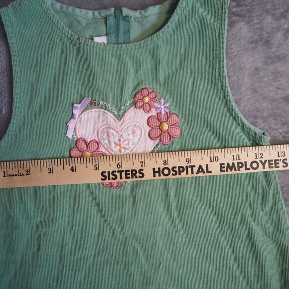 Vintage Bonnie Jean Corduroy Dress Toddler Girl Jumper 4T Heart‎ Embroidery Y2K - Picture 6 of 13